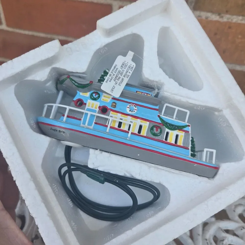 Vintage 1999 Department 56 Jingle Belle Houseboat Lighted Ornament 98648